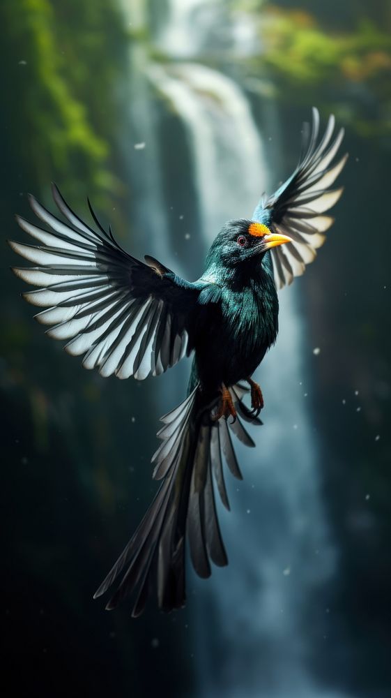 Beautiful flying bird with a long wavy tail animal nature beak. AI generated Image by rawpixel.