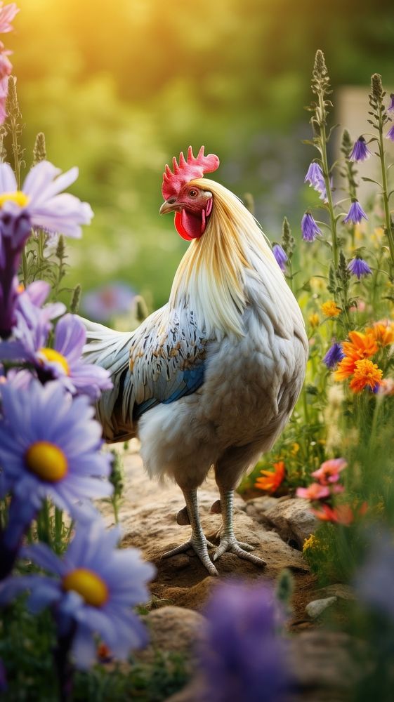 Chicken flower poultry animal. AI generated Image by rawpixel.