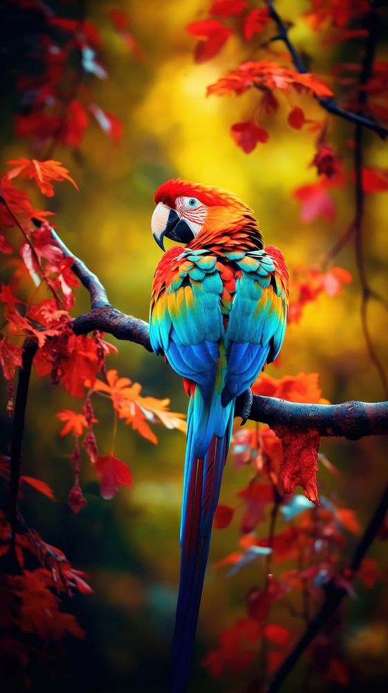 Parrot tree nature autumn. AI generated Image by rawpixel.