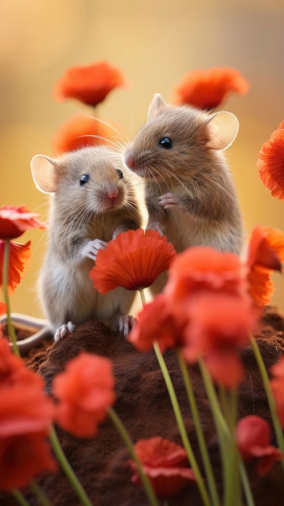 Flower hamster animal mammal. AI generated Image by rawpixel.