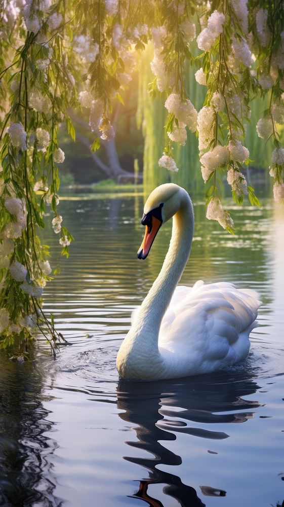 Nature swan outdoors animal. AI generated Image by rawpixel.