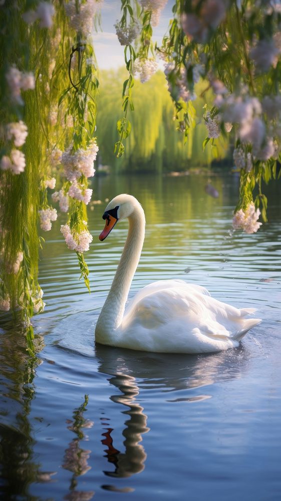 Nature swan outdoors animal. AI generated Image by rawpixel.