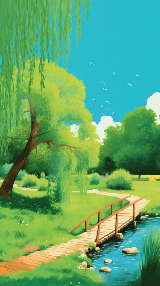 Tree outdoors painting nature. AI generated Image by rawpixel.