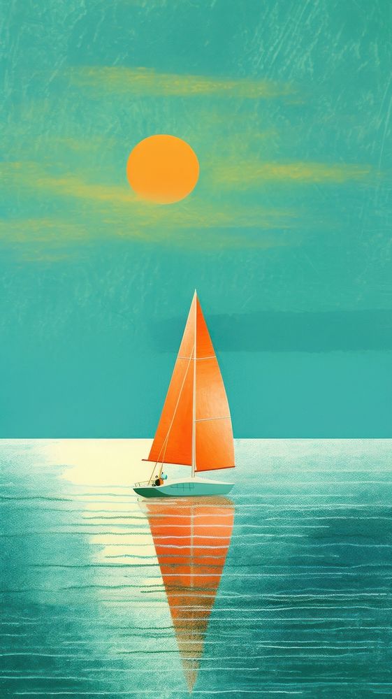 Sail boat in a sunny sea watercraft sailboat outdoors. AI generated Image by rawpixel.