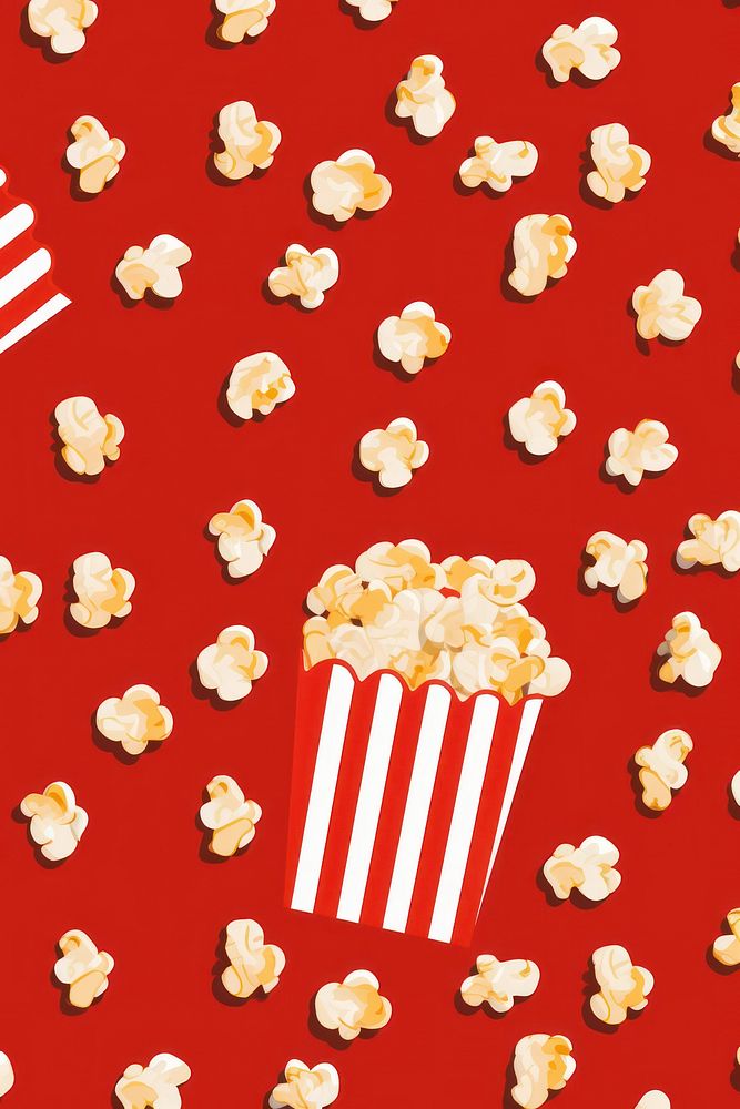 Popcorn movie pattern wallpaper snack food backgrounds. AI generated Image by rawpixel.