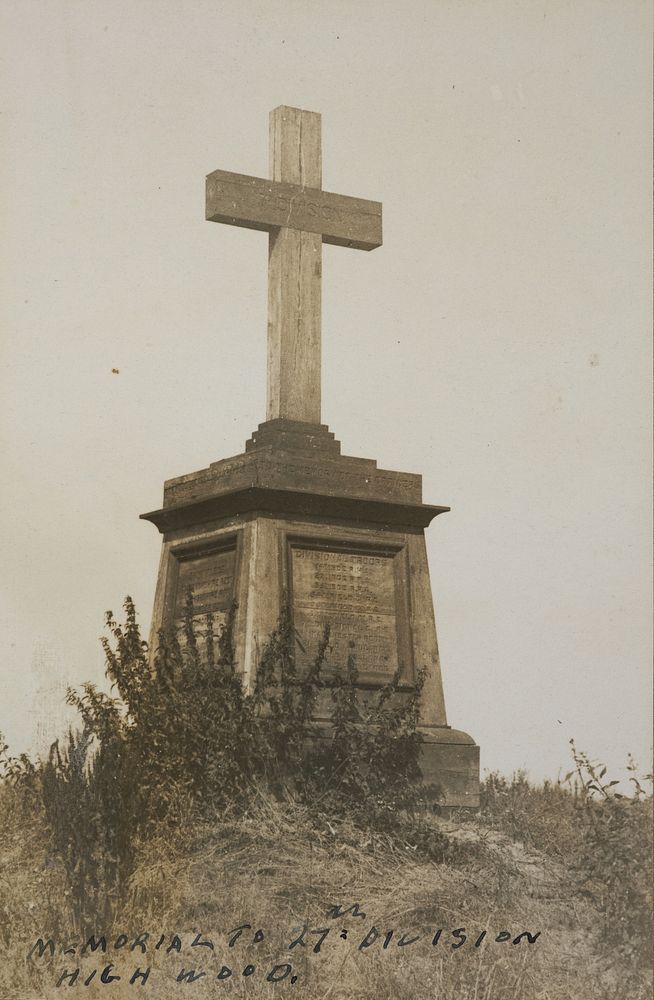 Memorial to 27th Divison Highwood. From: World War I photograph album (1919) by Herbert Green.