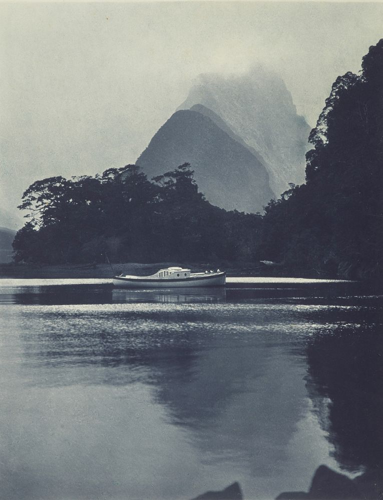 Mitre Peak, Milford Sound. From the album: Camera Pictures of New Zealand (1920s) by Harry Moult.
