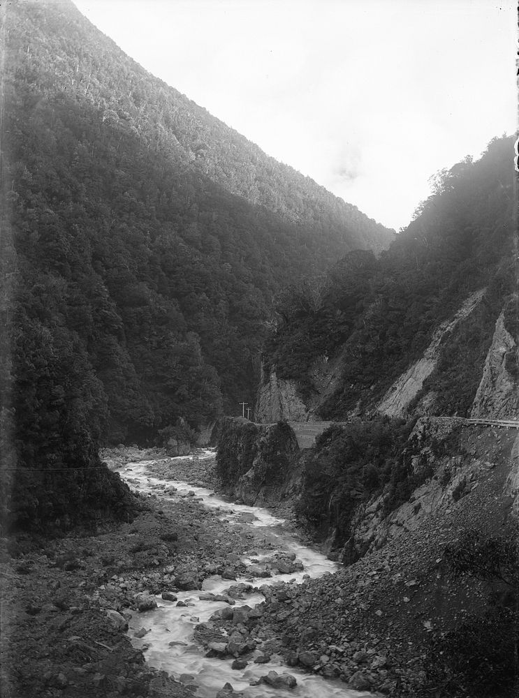 In the Otira Gorge. (February 1912) by Leslie Adkin.