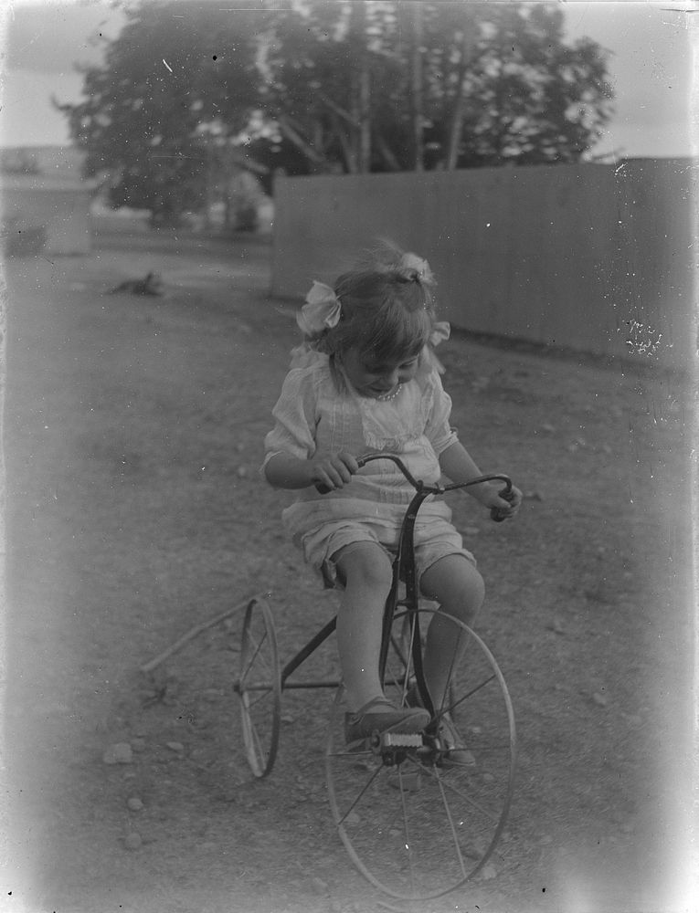 Riding a tricycle by Fred Brockett.