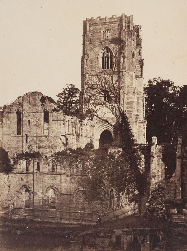 Fountains Abbey, The Church and Chapter House. From the album: A photographic tour among the Abbeys of Yorkshire; 1856; Bell…