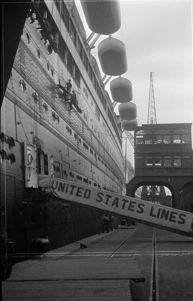 United States steamship at London wharf by Eric Lee Johnson.
