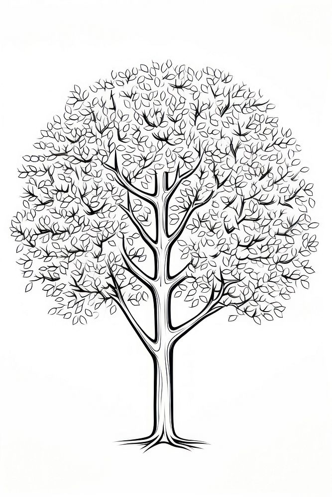 Tree sketch drawing white. AI generated Image by rawpixel.