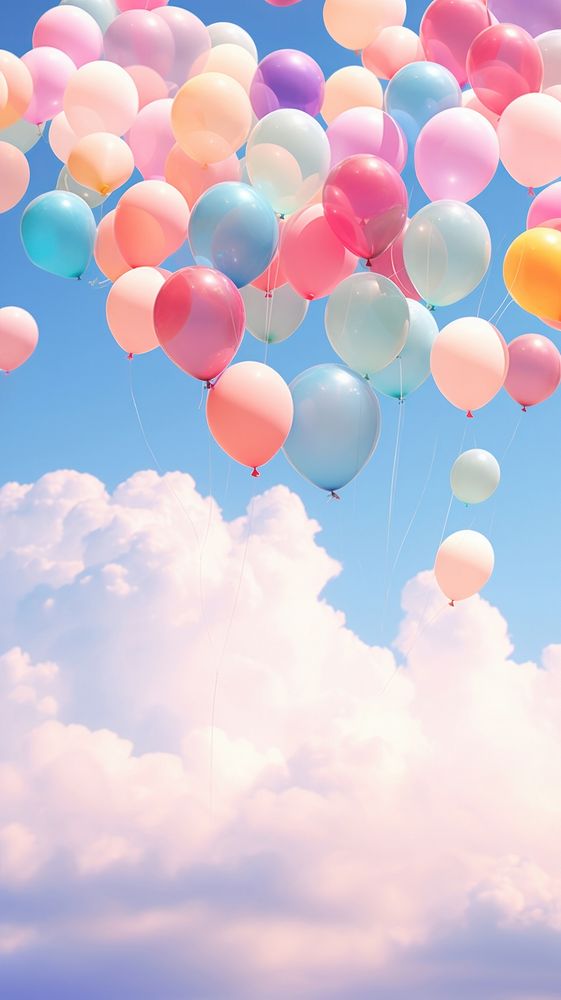 Bunch of balloons sky tranquility backgrounds. AI generated Image by rawpixel.