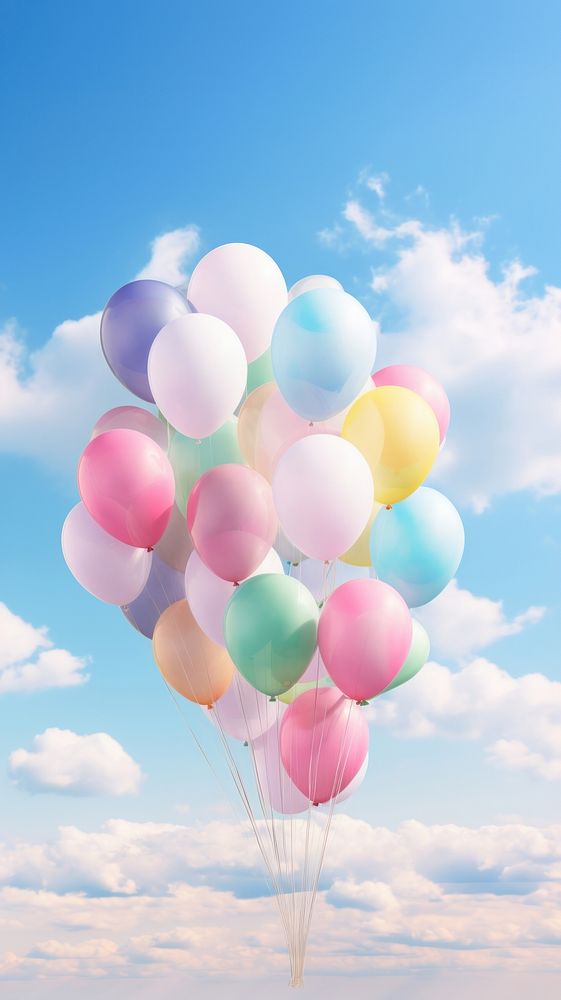 Bunch of balloons sky tranquility anniversary. AI generated Image by rawpixel.