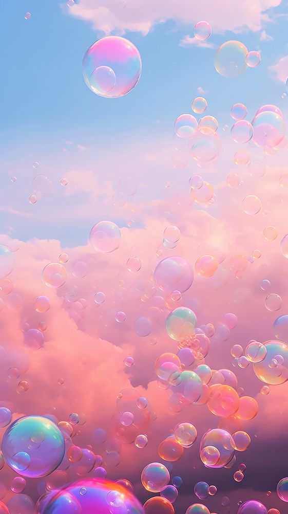 Colorful bubbles outdoors balloon sky. AI generated Image by rawpixel.