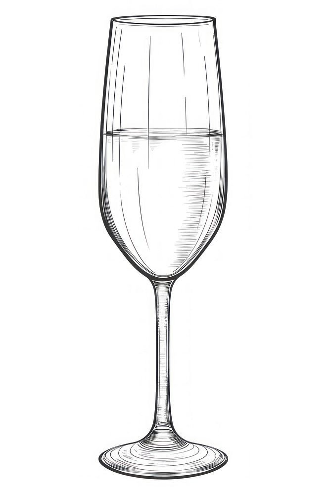 Champagne sketch glass drink. AI generated Image by rawpixel.