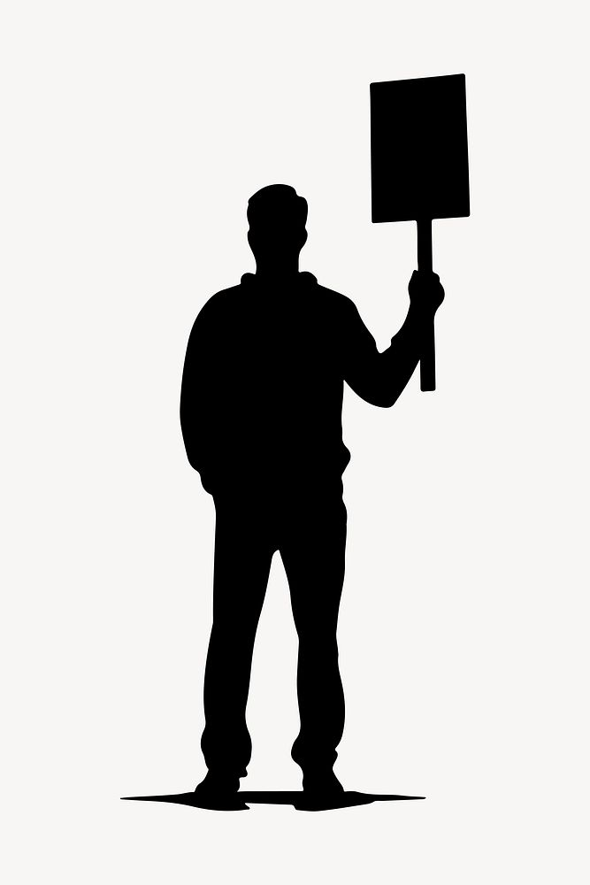 Protesting man silhouette adult sign.
