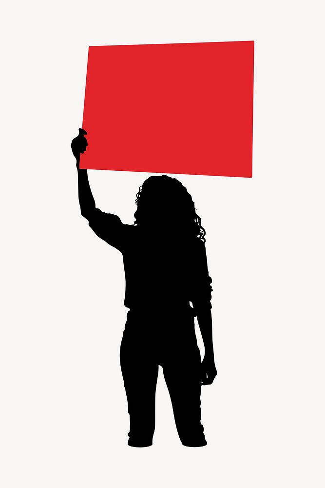 Protesting woman adult sign white background.