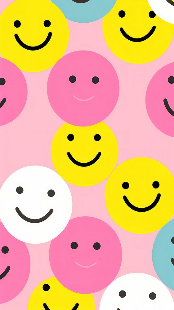 Smiling face pattern backgrounds repetition creativity. AI generated Image by rawpixel.