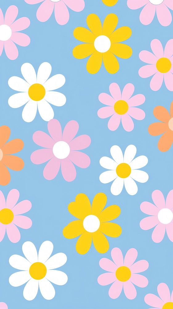 Smiling flower pattern backgrounds abstract daisy. AI generated Image by rawpixel.