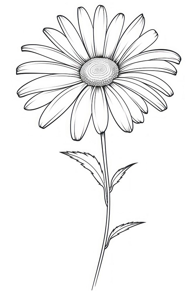 Daisy sketch drawing flower. AI generated Image by rawpixel.