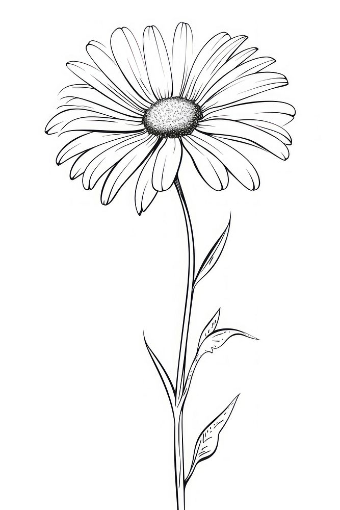 Daisy sketch drawing flower. AI generated Image by rawpixel.