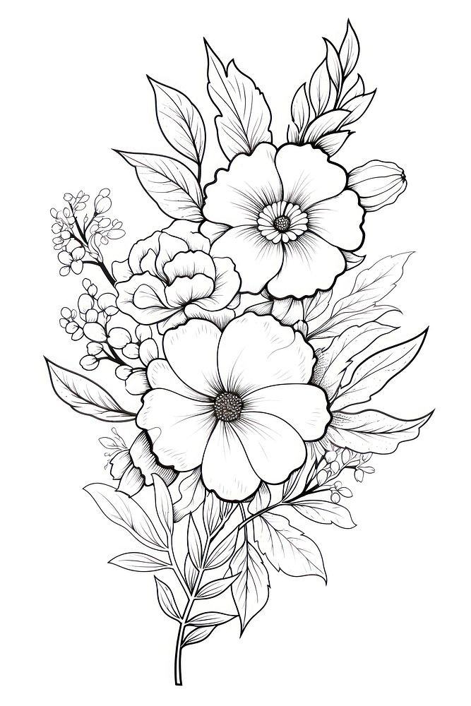 Floral sketch pattern drawing. AI generated Image by rawpixel.
