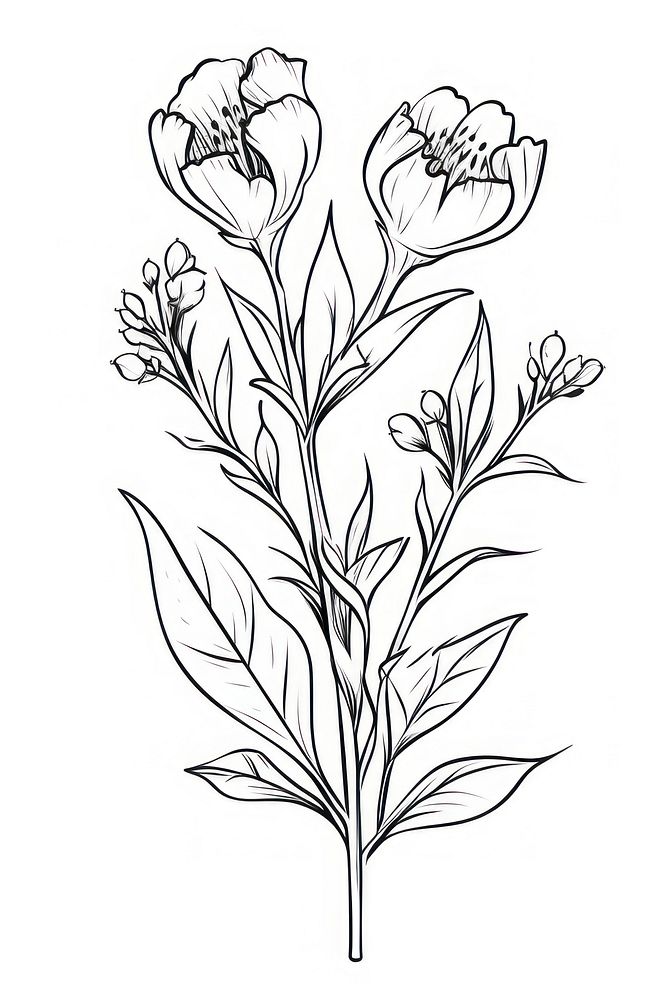 Floral sketch drawing flower. AI generated Image by rawpixel.