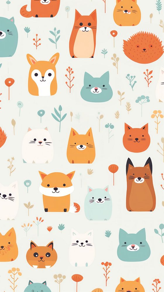 Cute animal pattern mammal pet backgrounds. AI generated Image by rawpixel.