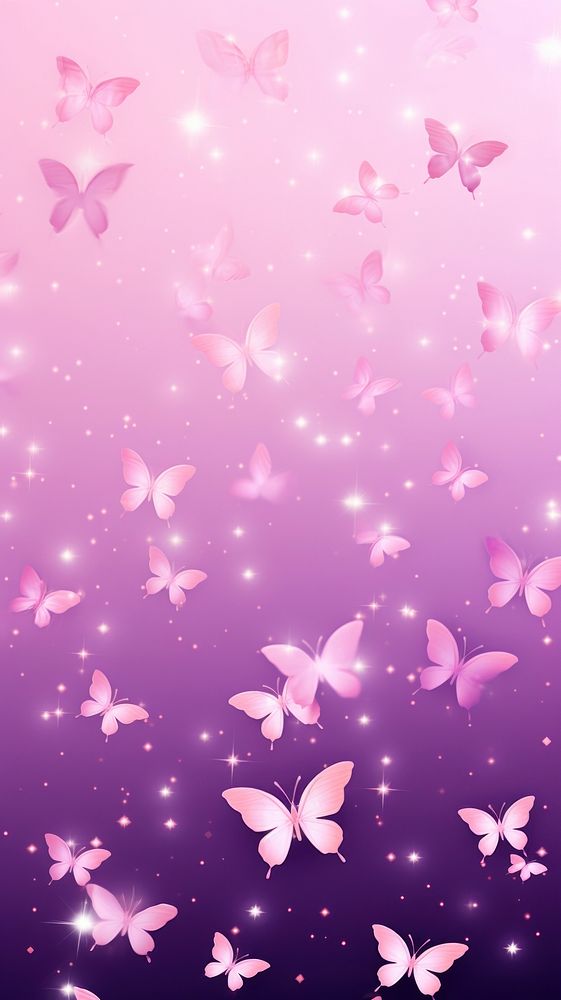 Glitter pink butterfly pattern backgrounds purple petal. AI generated Image by rawpixel.