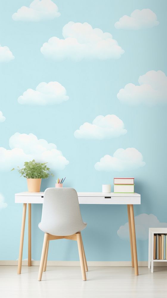 White cloud pattern wall architecture wallpaper. AI generated Image by rawpixel.