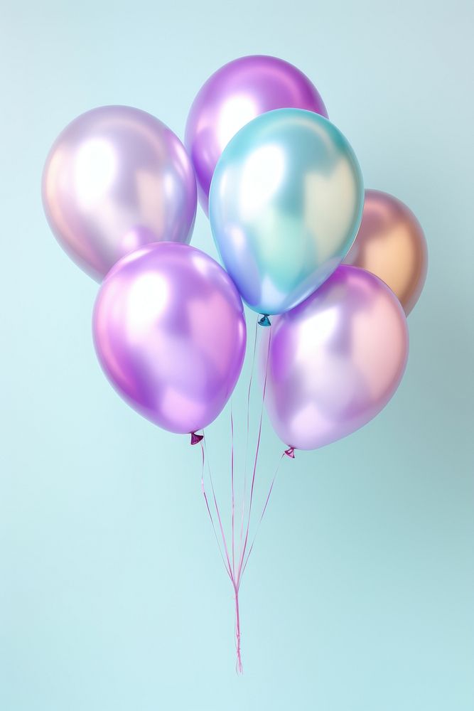 Pastel hologram foil balloons anniversary celebration decoration. AI generated Image by rawpixel.