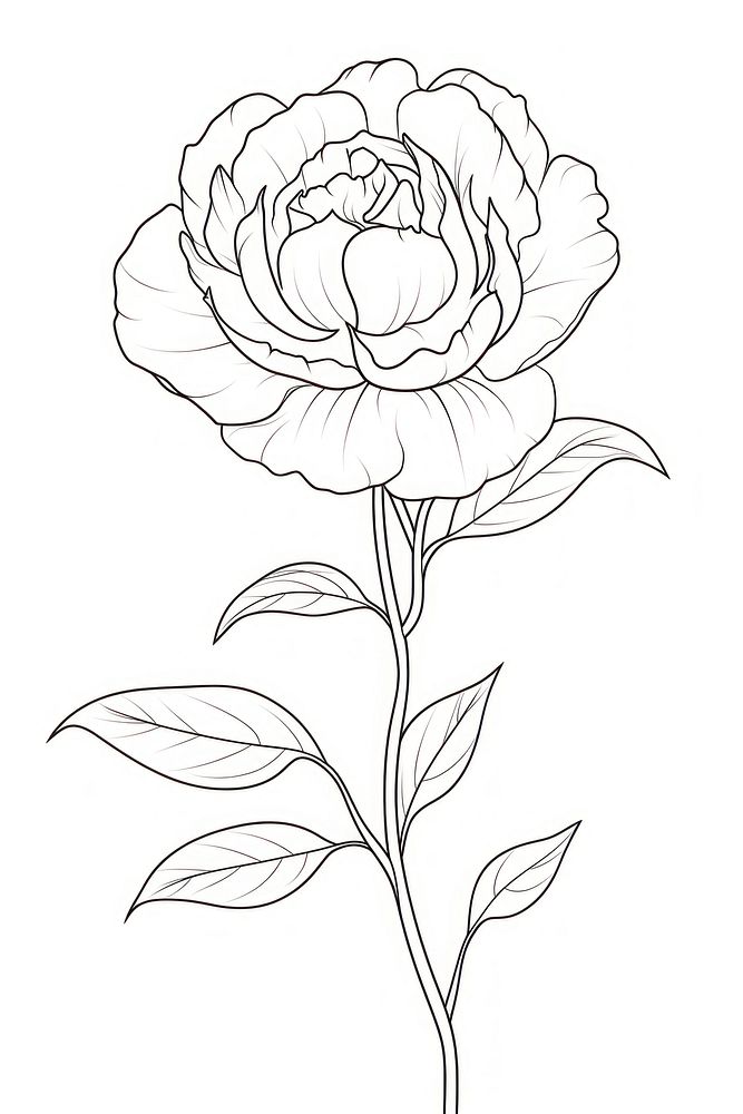 Peony sketch drawing flower. AI generated Image by rawpixel.
