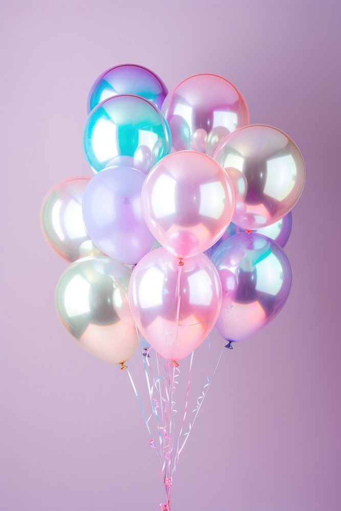 Pastel hologram balloons celebration anniversary decoration. 