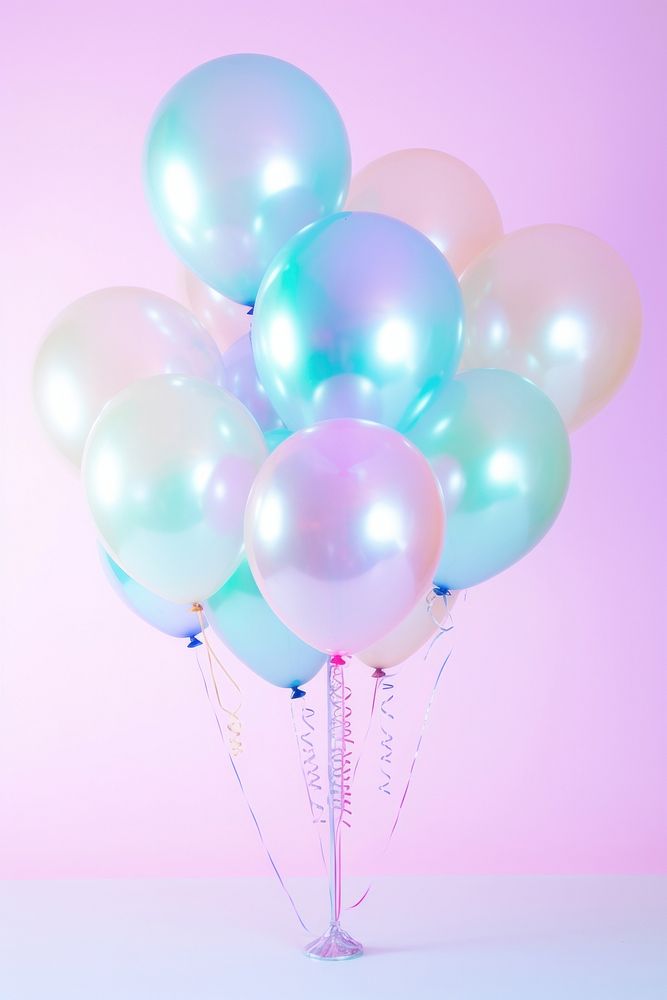Pastel hologram balloons anniversary celebration decoration. AI generated Image by rawpixel.