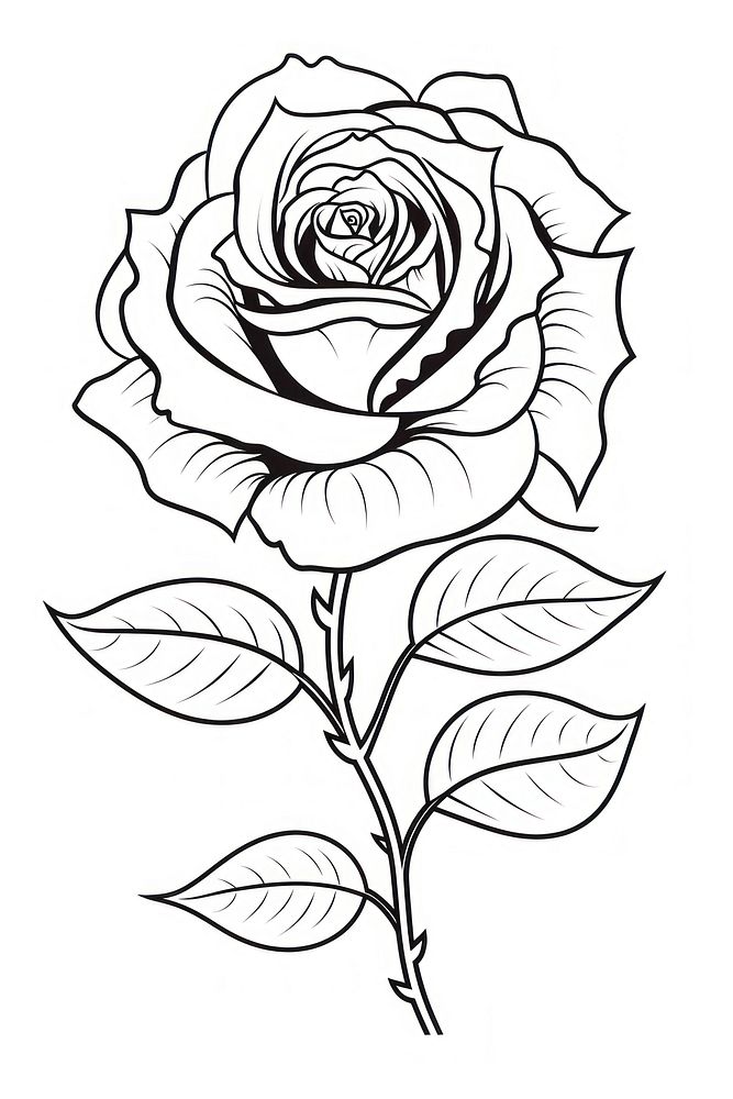 Rose sketch drawing flower. AI generated Image by rawpixel.