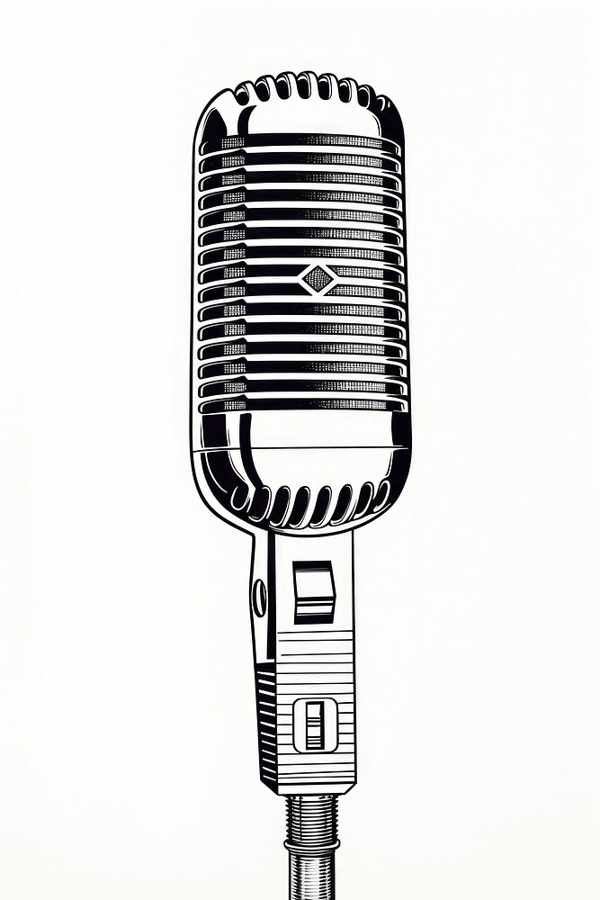 Studio Microphone microphone sketch white background. AI generated Image by rawpixel.