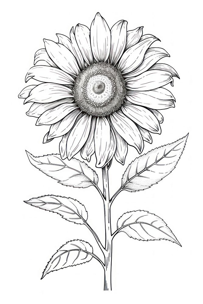 Sunflower sketch drawing plant. AI generated Image by rawpixel.