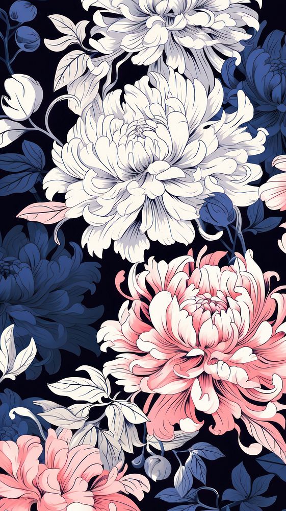 Wallpaper background of flower backgrounds pattern dahlia. AI generated Image by rawpixel.