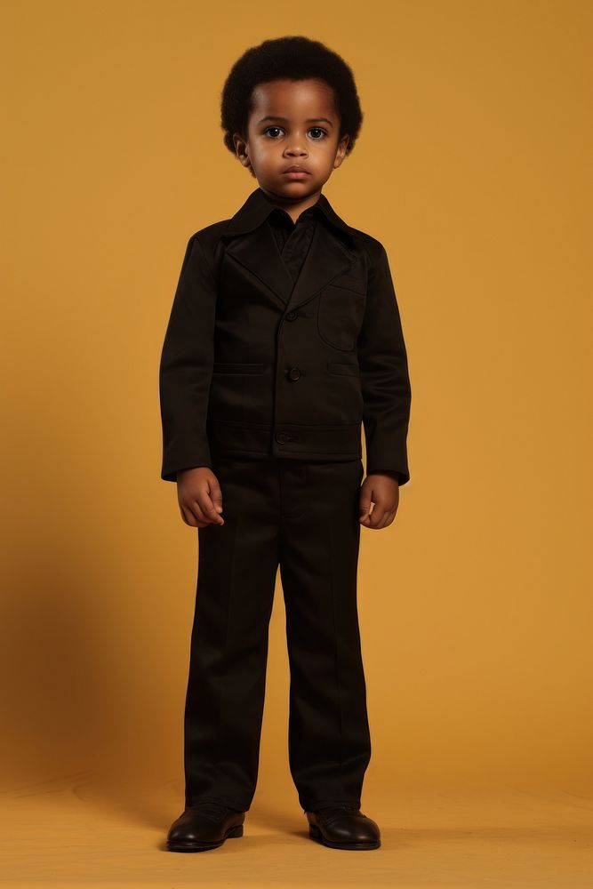 Little black kid portrait standing tuxedo. AI generated Image by rawpixel.