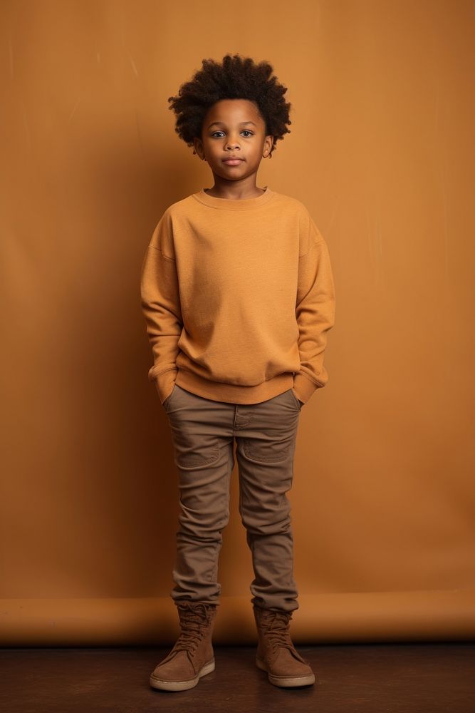 Little black kid sweatshirt portrait standing. AI generated Image by rawpixel.