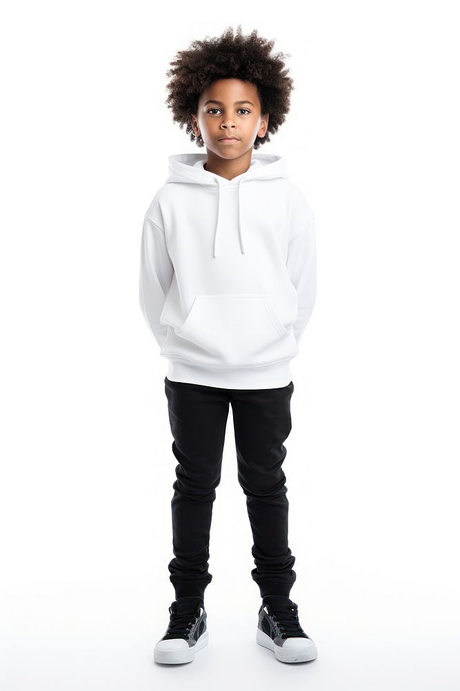 Little black kid sweatshirt white white background. AI generated Image by rawpixel.