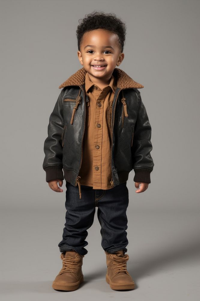 Little black kid portrait jacket child. AI generated Image by rawpixel.