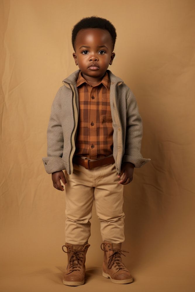 Little black kid standing portrait footwear. AI generated Image by rawpixel.