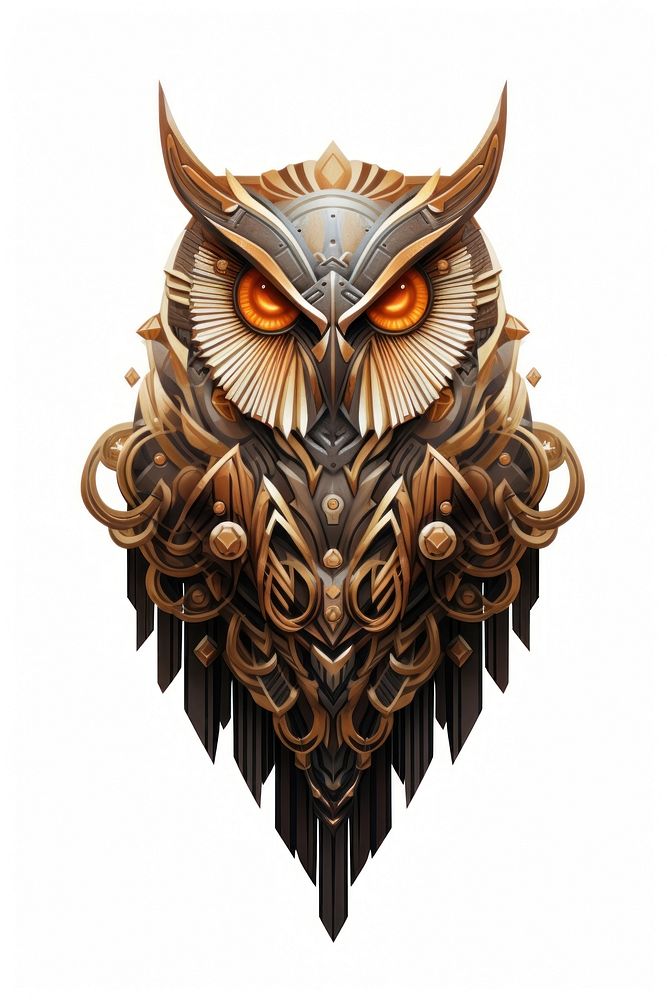Owl bird white background creativity. AI generated Image by rawpixel.