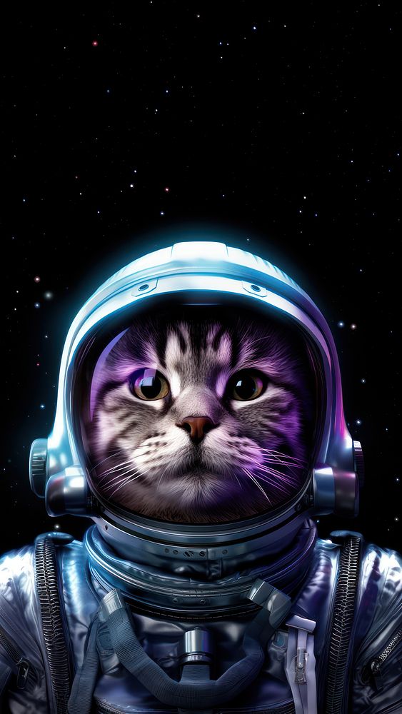 Astronaut cat portrait cartoon animal. AI generated Image by rawpixel.