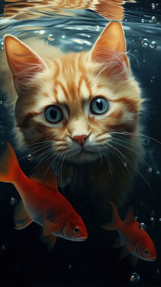 Ginger cat fish animal mammal. AI generated Image by rawpixel.