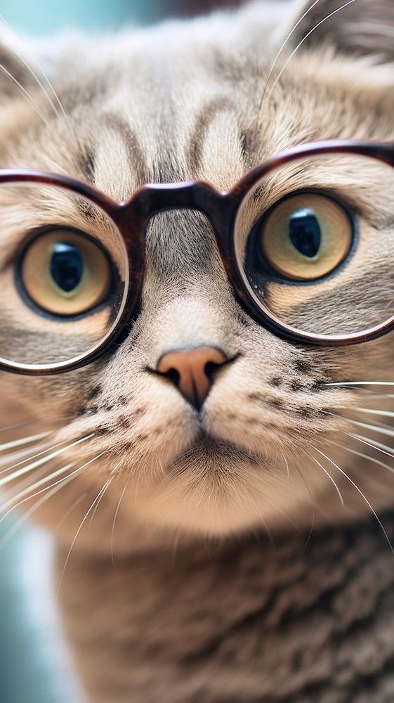 Cat wearing glasses animal mammal pet. AI generated Image by rawpixel.