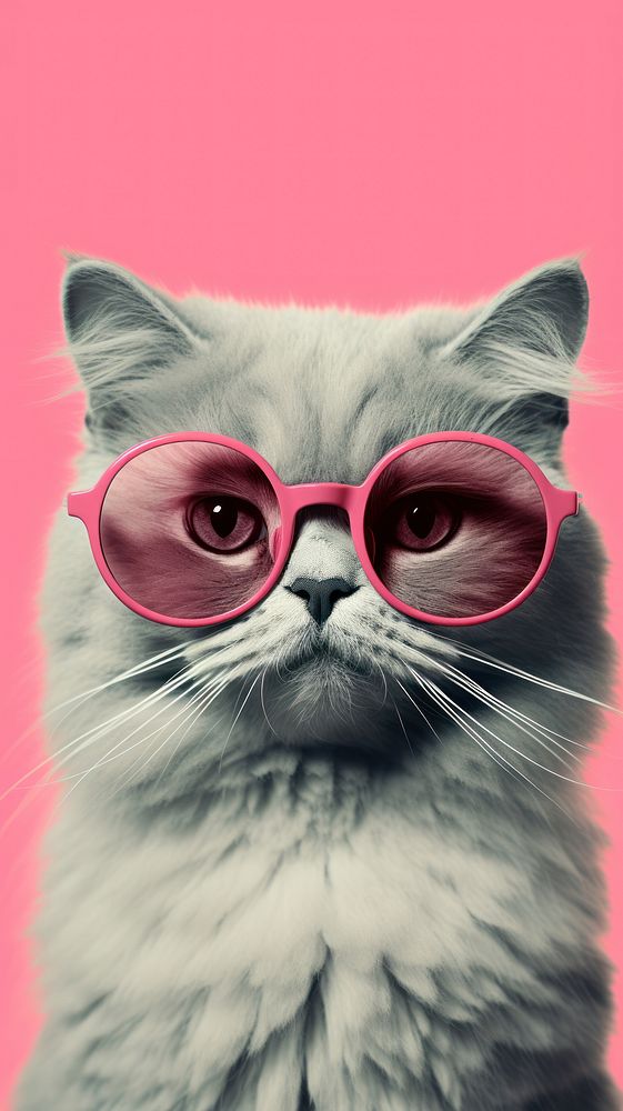 Cat wearing glasses sunglasses portrait mammal. AI generated Image by rawpixel.