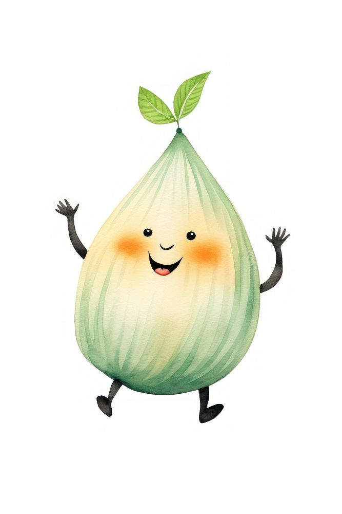 Happy dancing onion plant food white background. AI generated Image by rawpixel.